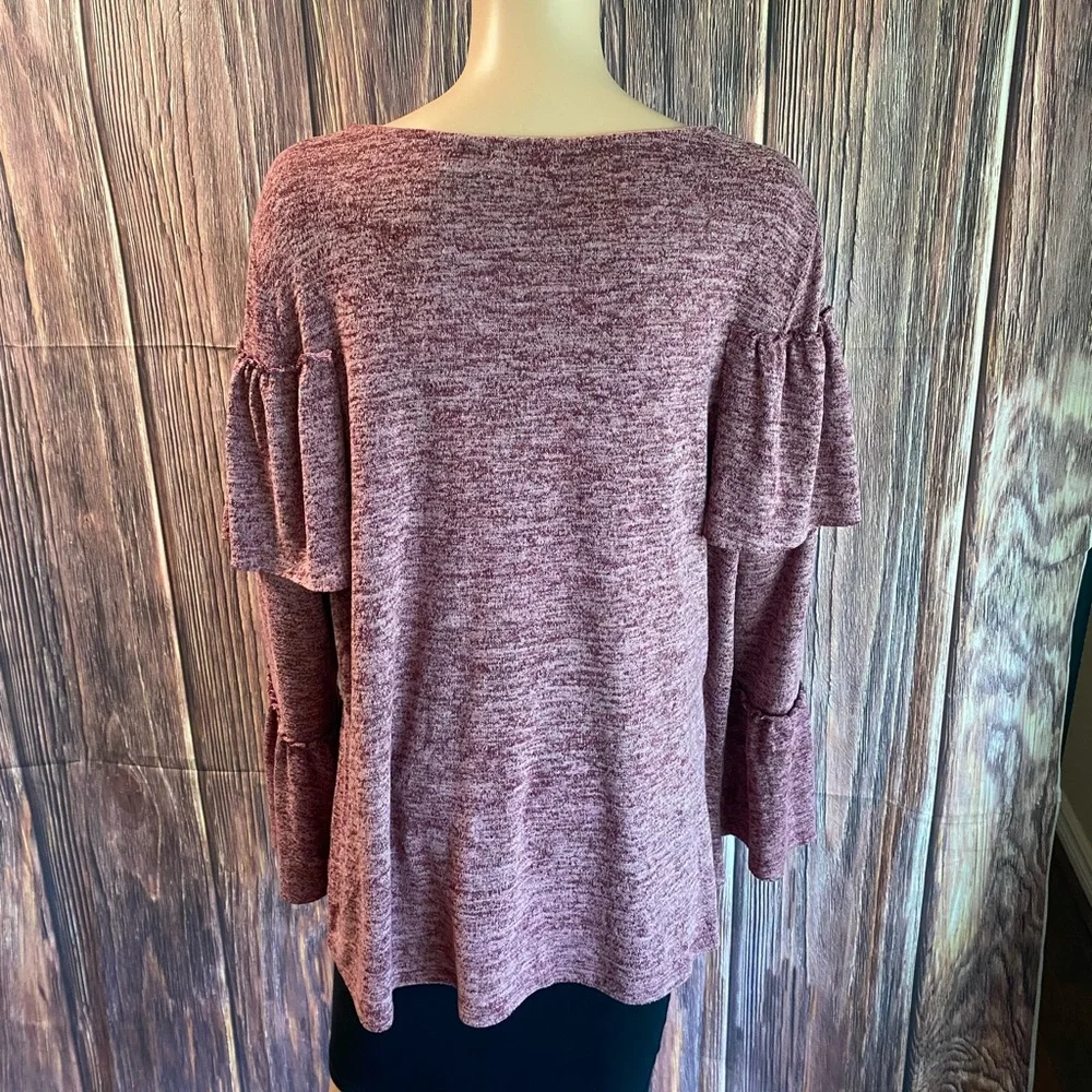 Easel size large rose pink long sleeve boho ruffles statement sleeve blouse - Picture 7 of 15